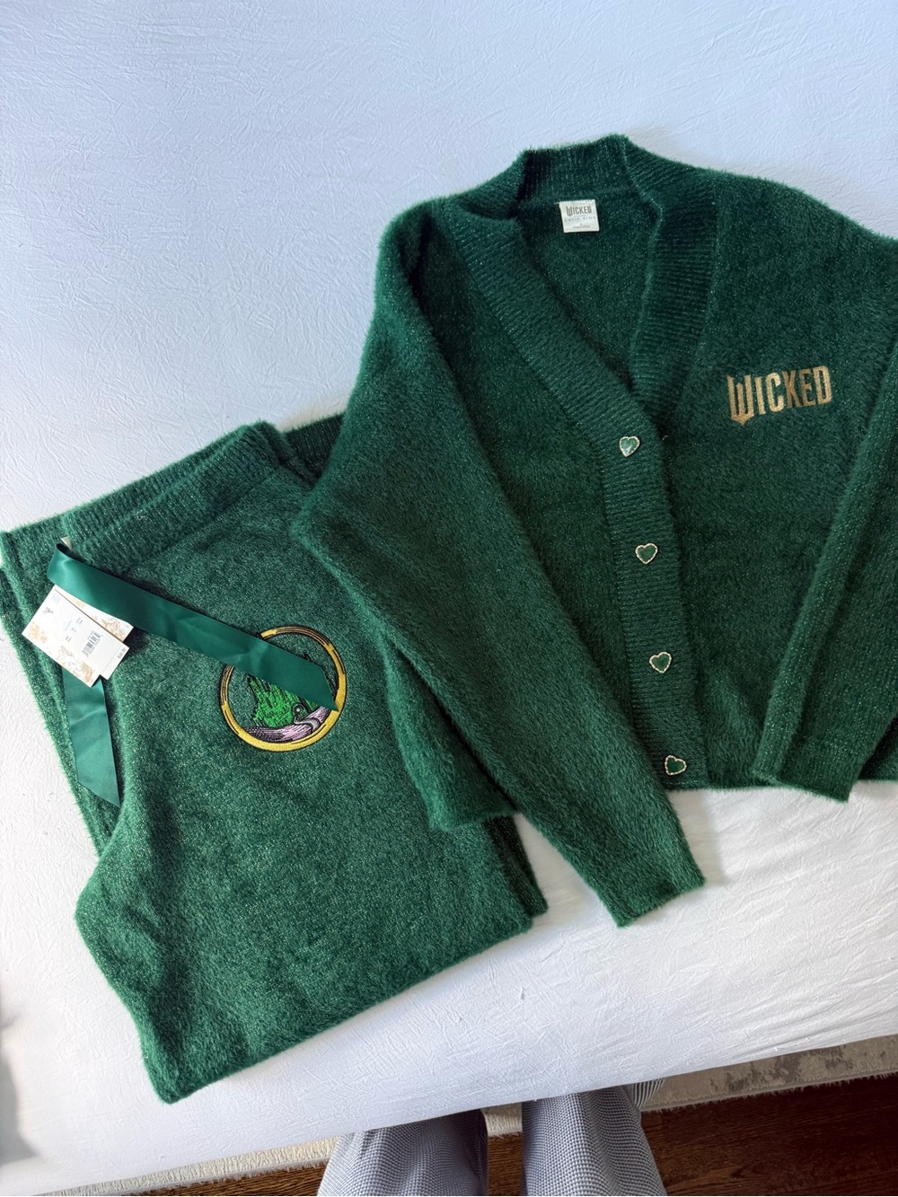 Wicked x Katie Kime green velvet jumpsuit set